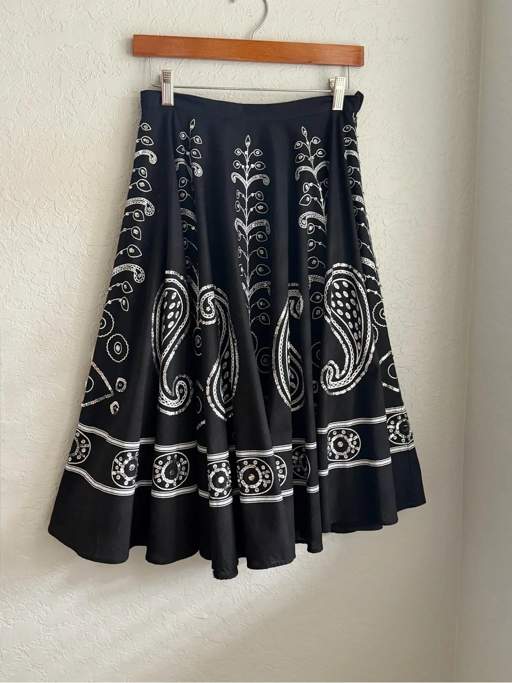 Margaret Loves Peter Black Midi Skirt With Silver Sequins